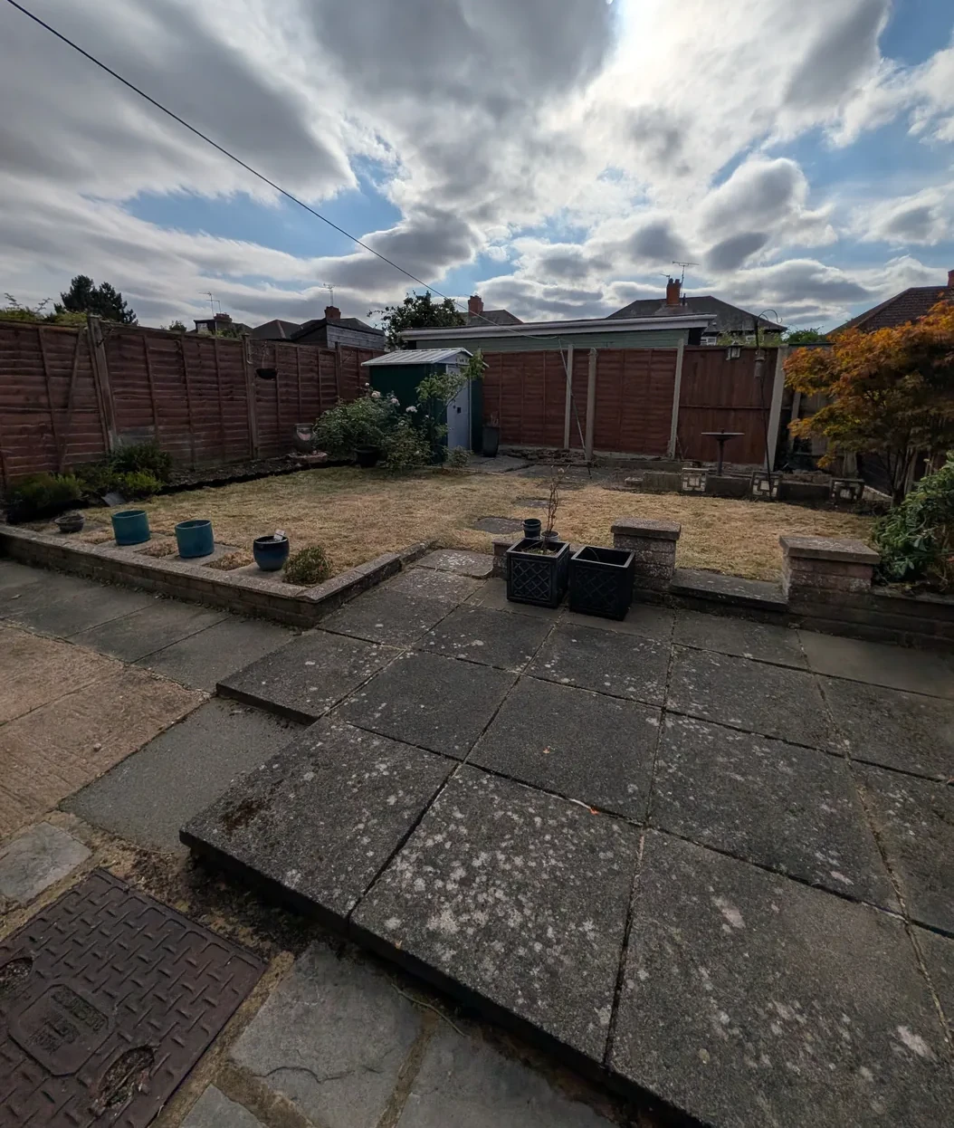 Garden after grass and patio area were tidied